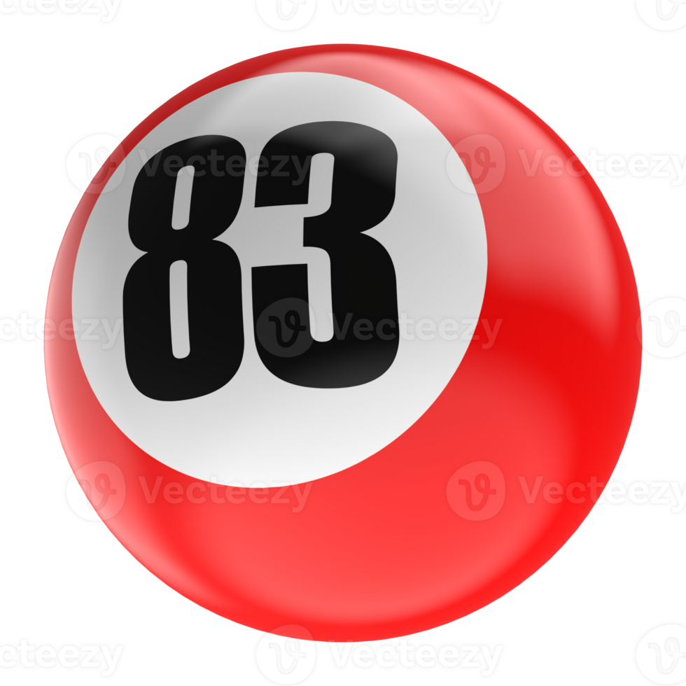 Ball Number Red 3D Render png transparent