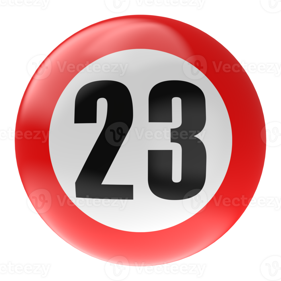 Ball Number Red 3D Render png transparent