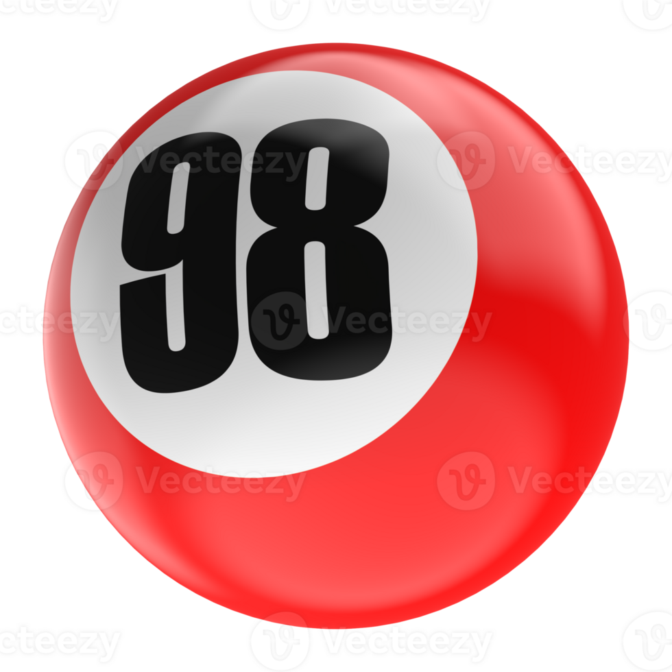 Ball Number Red 3D Render png transparent