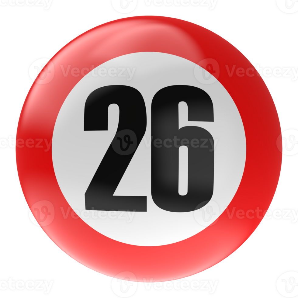 Ball Number Red 3D Render png transparent