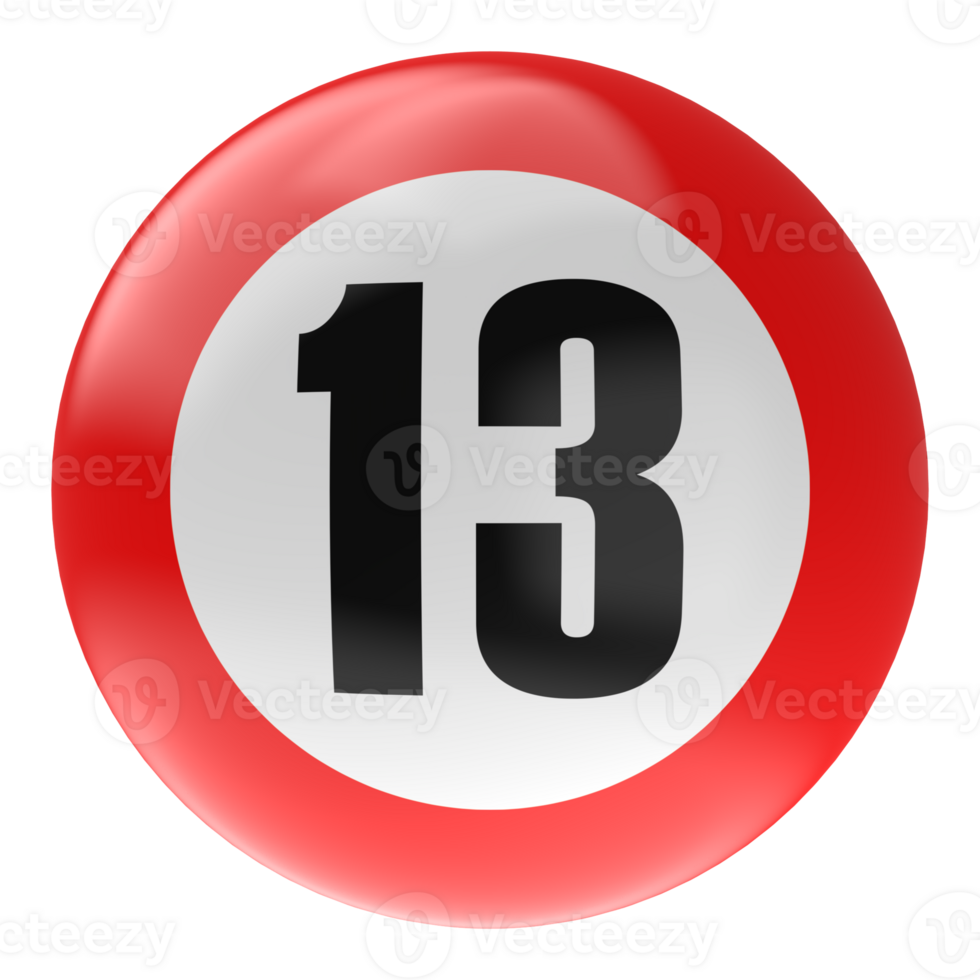 Ball Number Red 3D Render png transparent