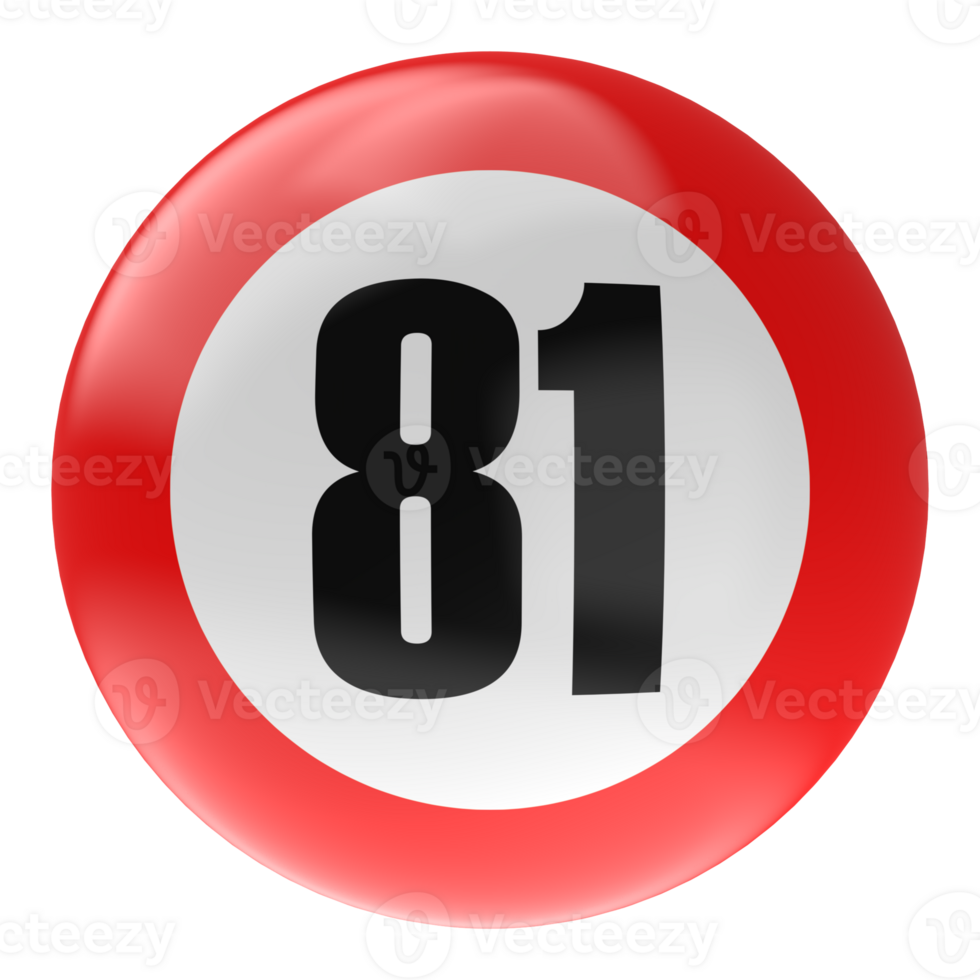 Ball Number Red 3D Render png transparent
