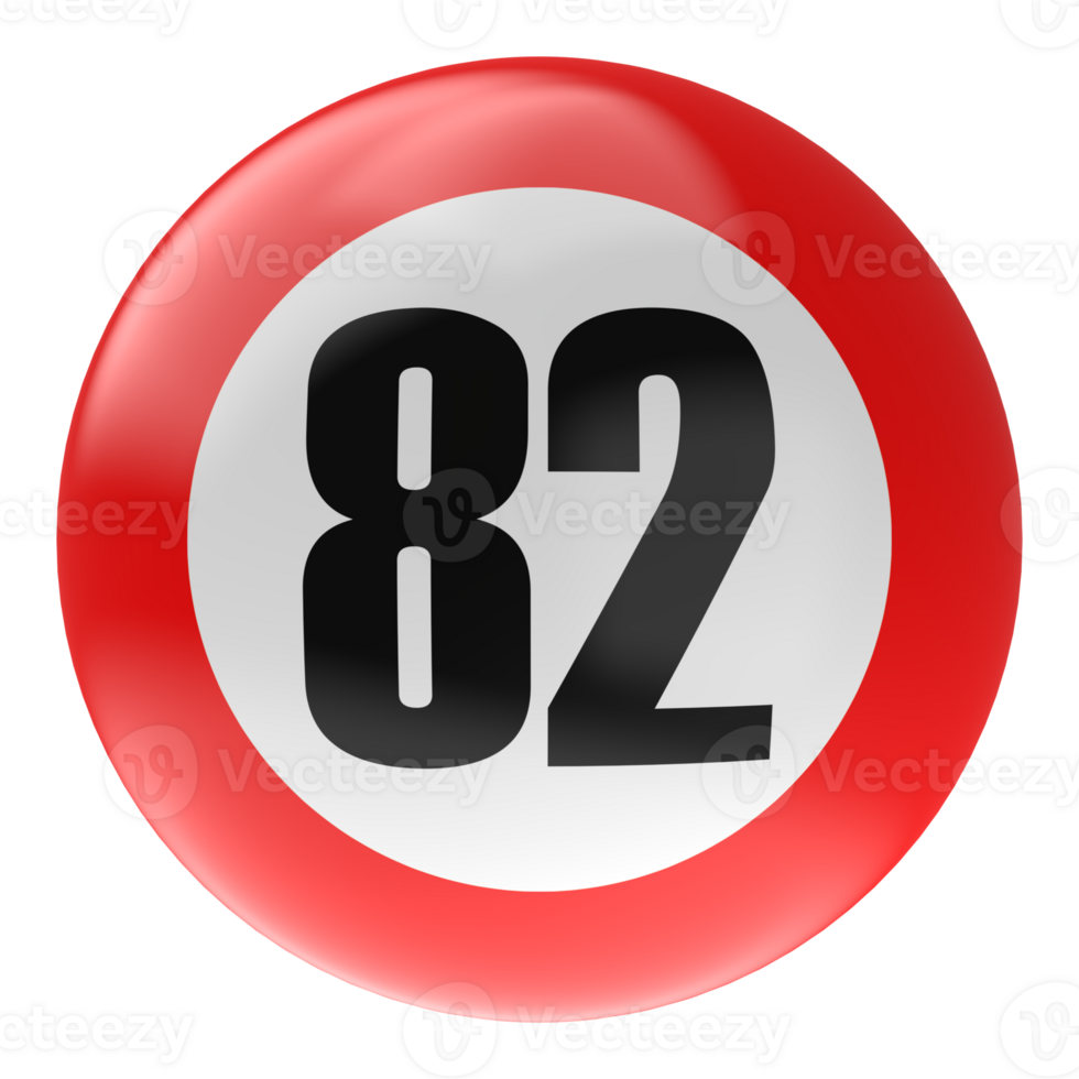 Ball Number Red 3D Render png transparent
