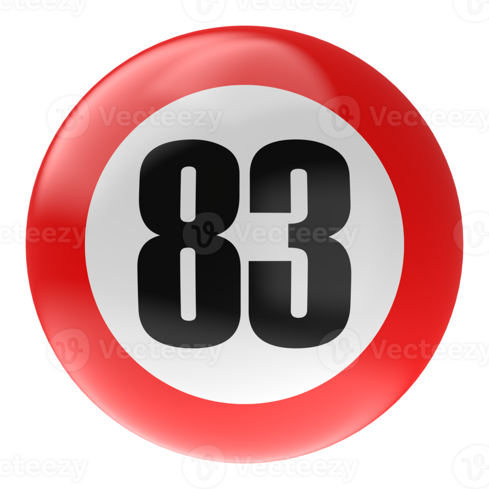 Ball Number Red 3D Render png transparent