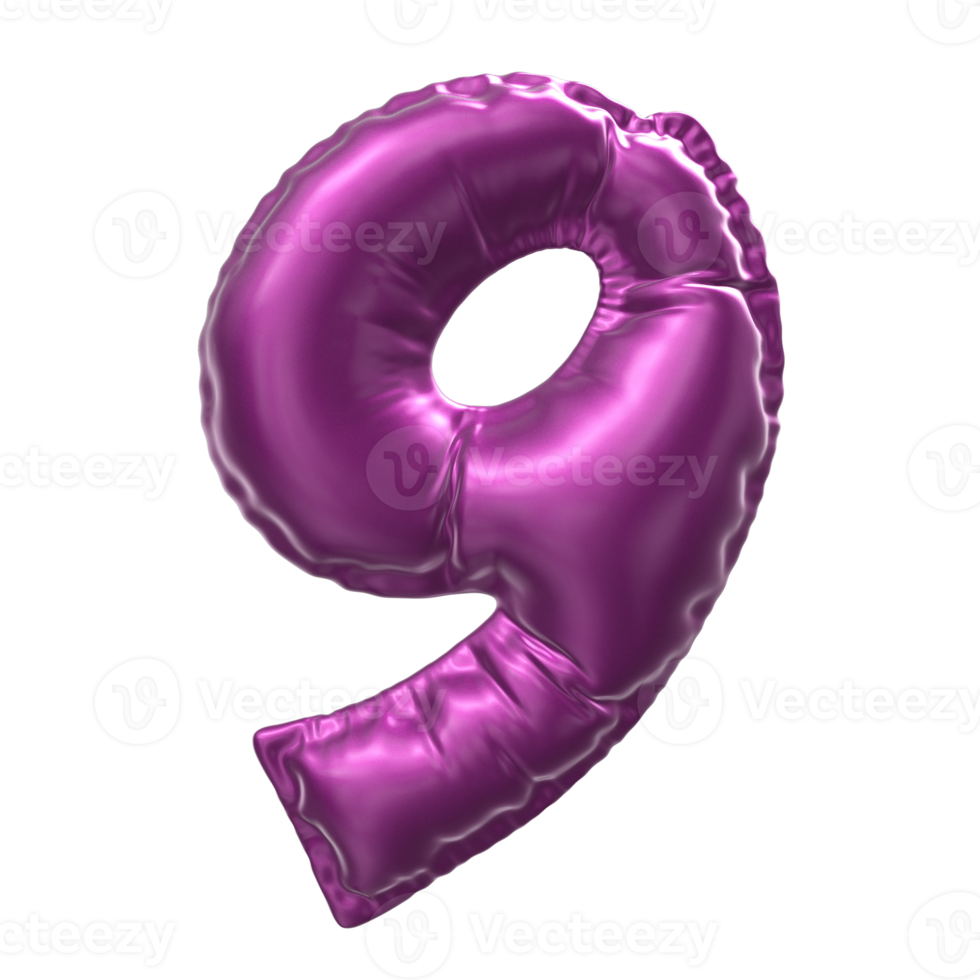 Balloon Number 3D Render png transparent