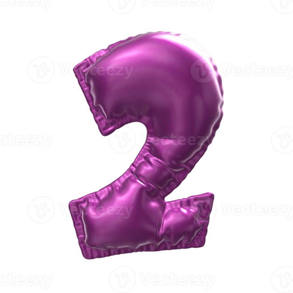 Balloon Number 3D Render png transparent