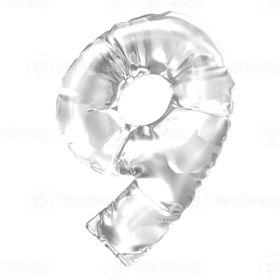 Balloon Number 3D Render png transparent