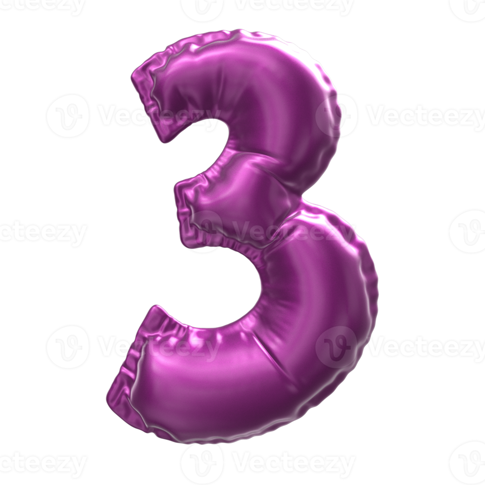 Balloon Number 3D Render png transparent