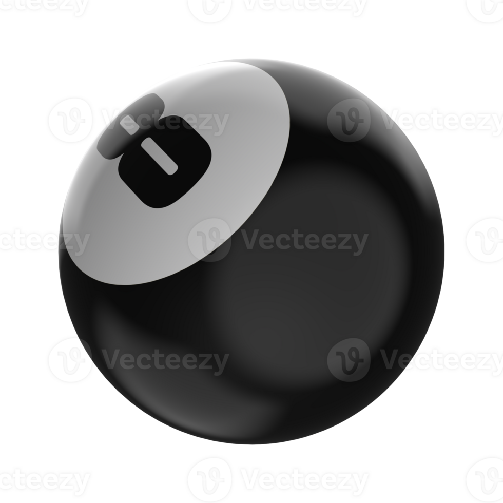 Ball Number 8 Black 3D Render transparent png