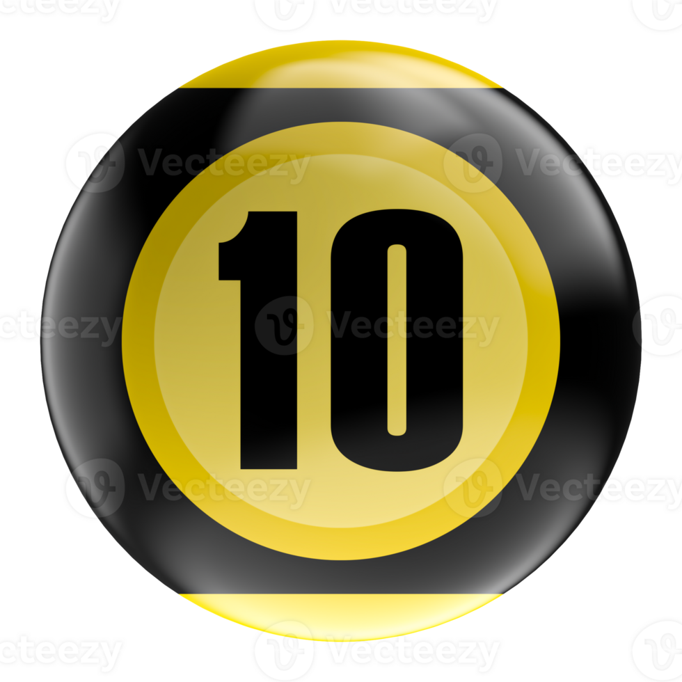 Ball Number Red 3D Render transparent png