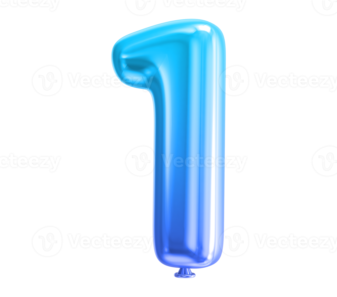 Balloon Number 3D Render png transparent