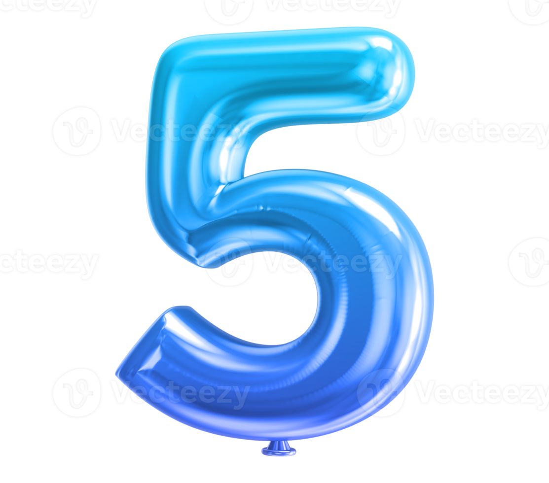 Balloon Number 3D Render png transparent