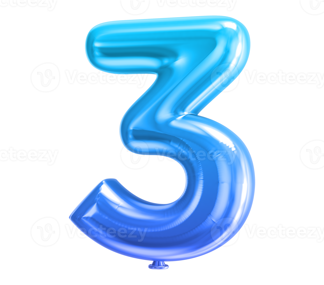 Balloon Number 3D Render png transparent
