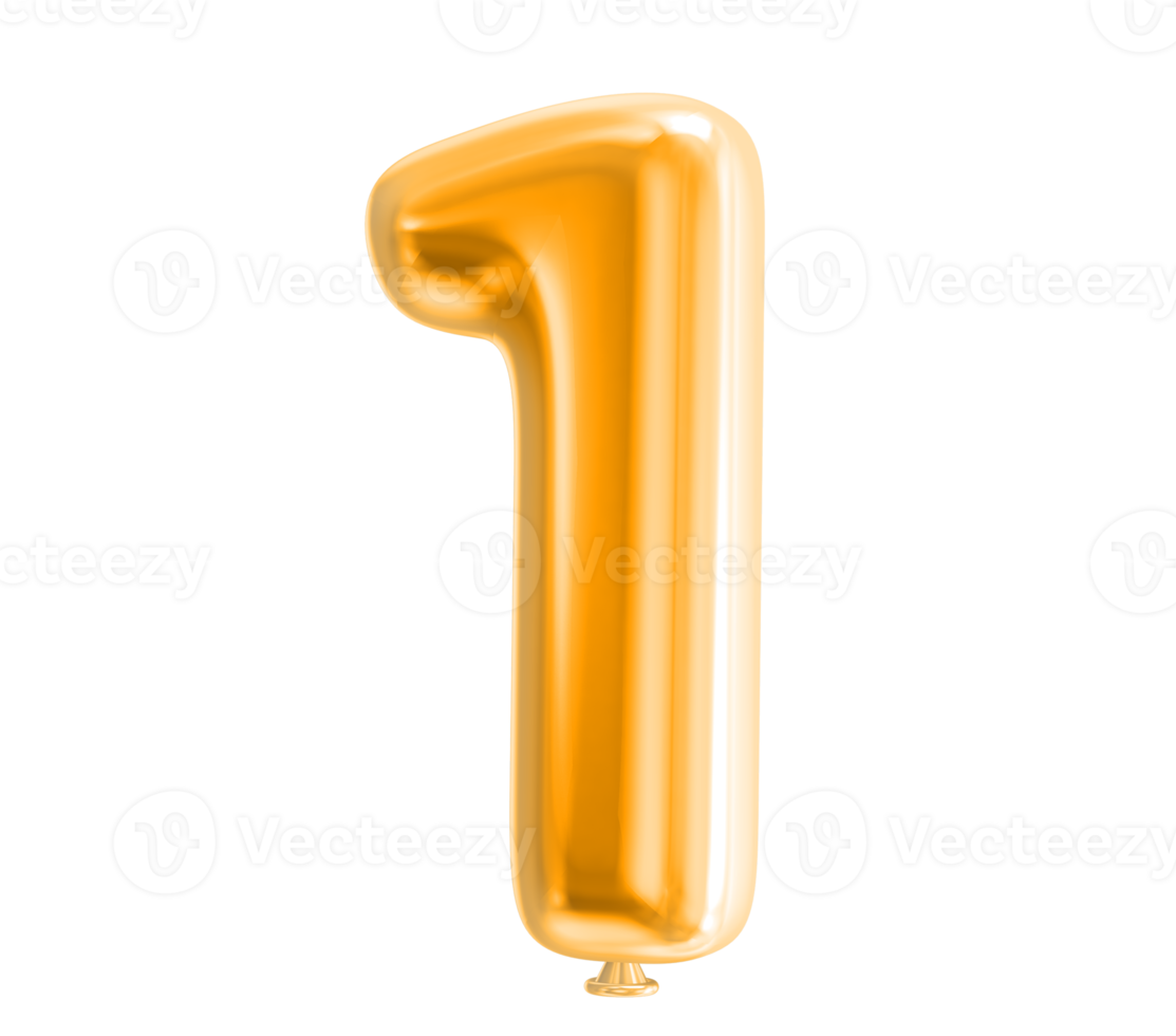 Balloon Number 3D Render png transparent