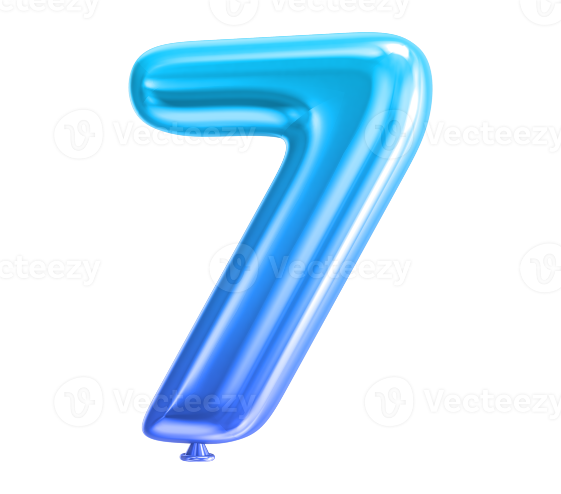 Balloon Number 3D Render png transparent