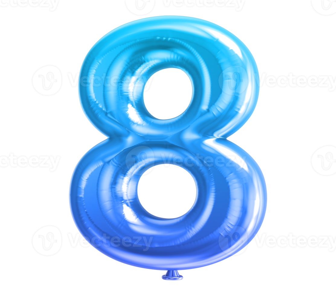 Balloon Number 3D Render png transparent