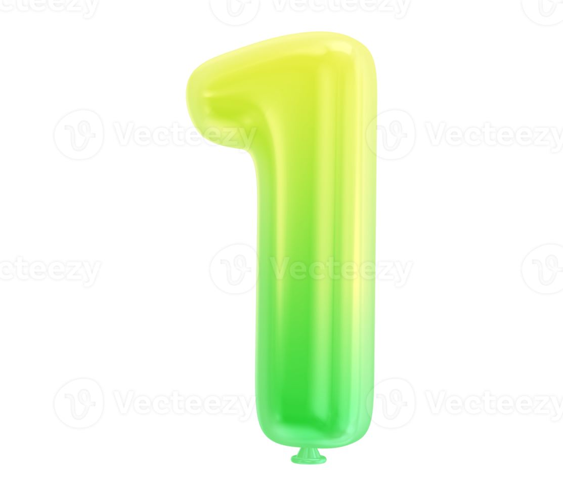Balloon Number 3D Render png transparent