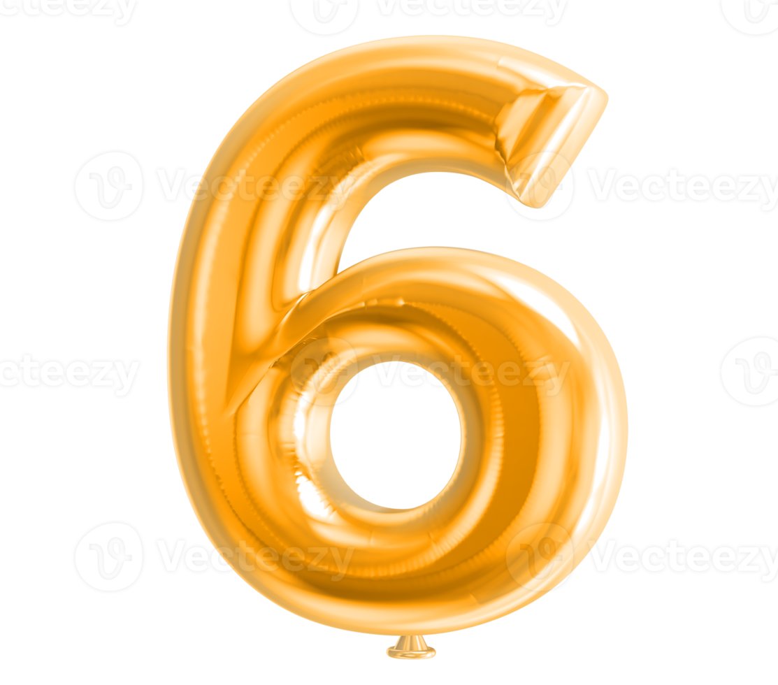 Balloon Number 3D Render png transparent