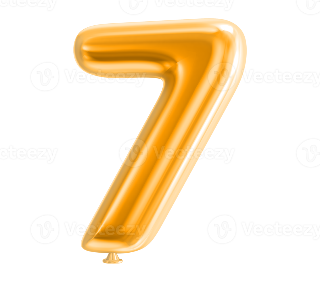 Balloon Number 3D Render png transparent
