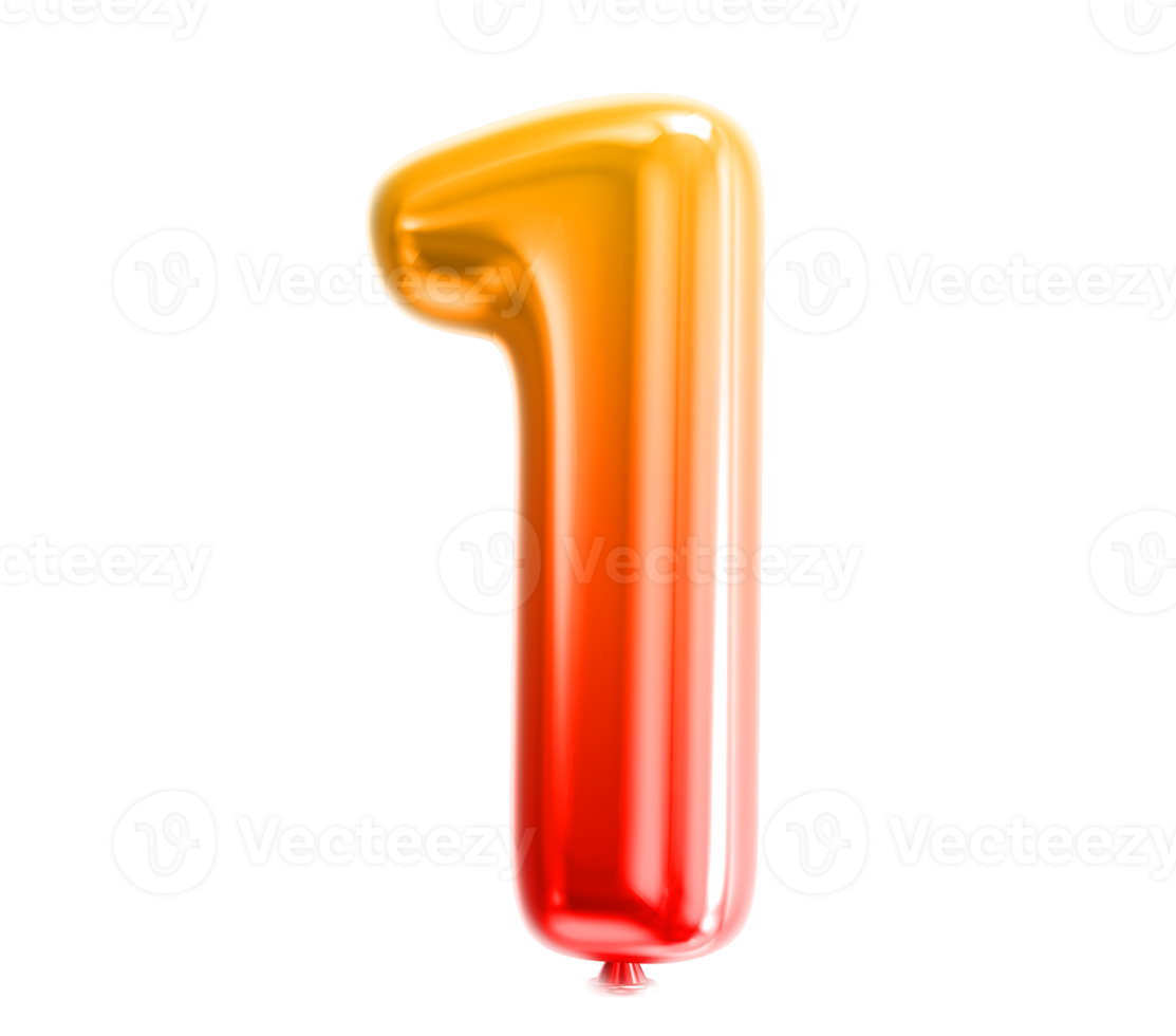 Balloon Number 3D Render png transparent