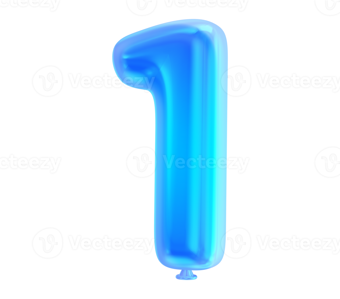 Balloon Number 3D Render png transparent