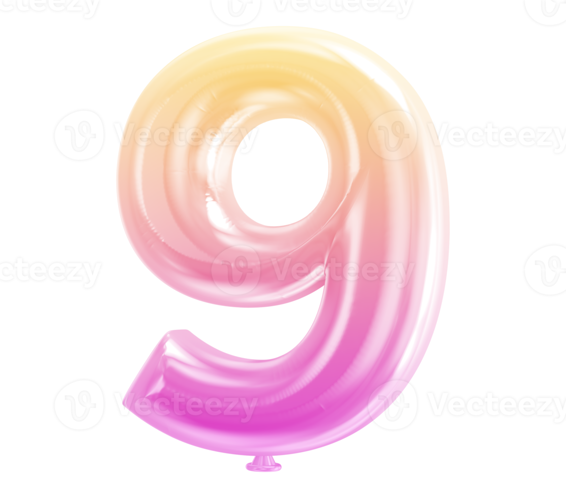 Balloon Number 3D Render transparency png