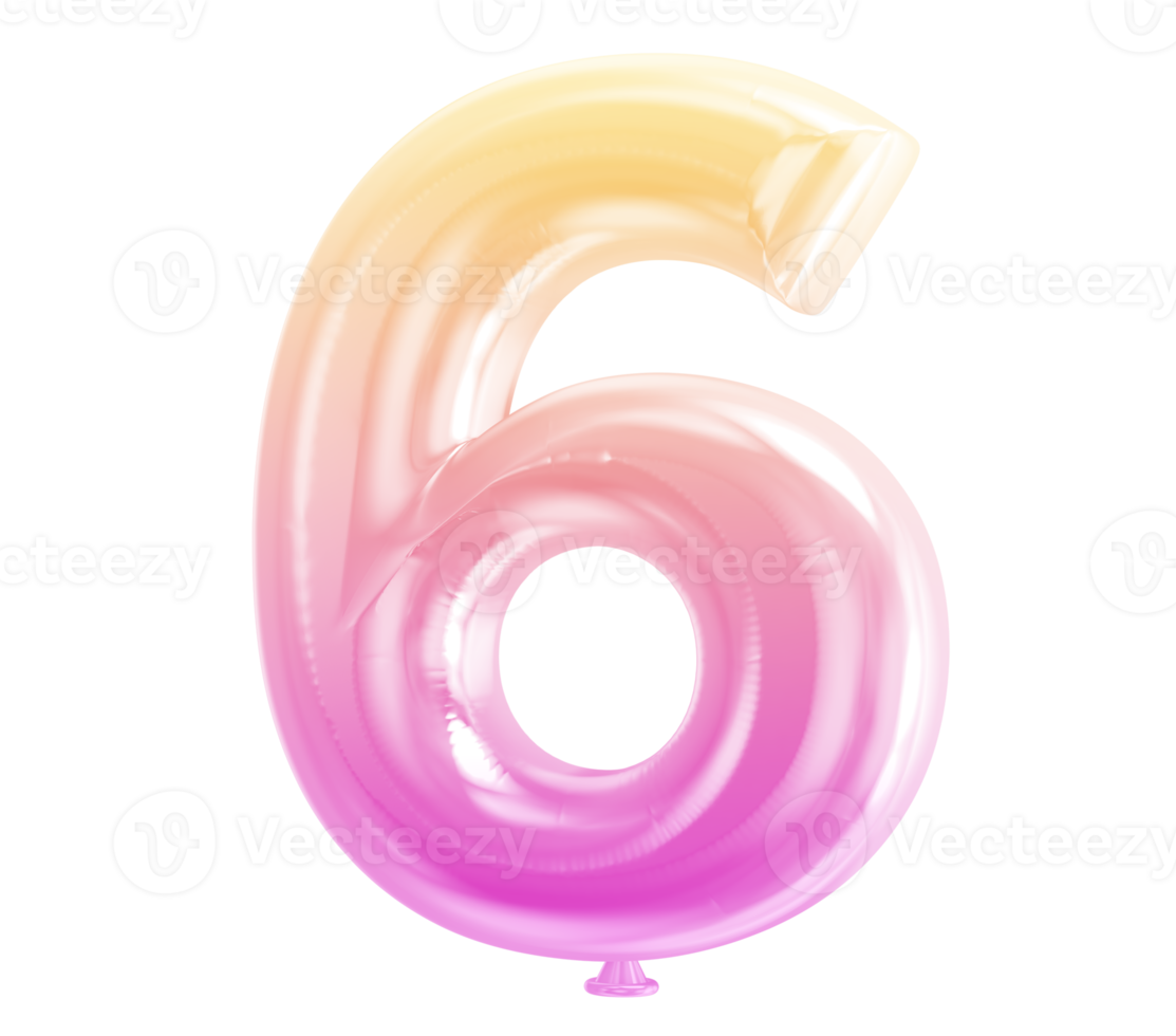 Balloon Number 3D Render transparency png