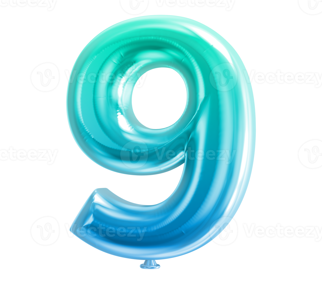 Balloon Number 3D Render transparency png