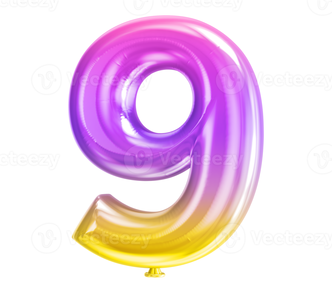Balloon Number 3D Render transparency png