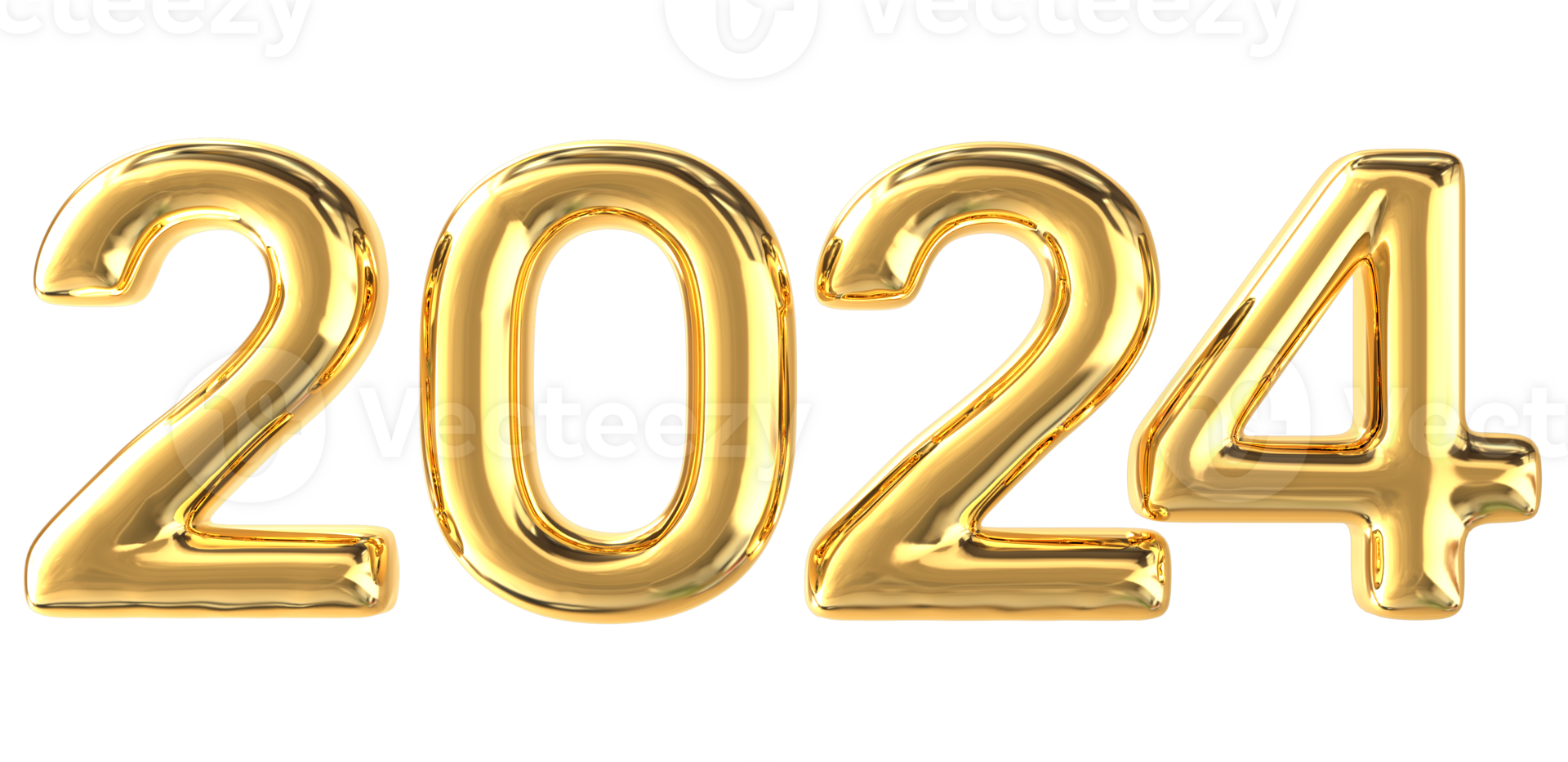 2024 Gold Nummer 3d machen Transparenz png