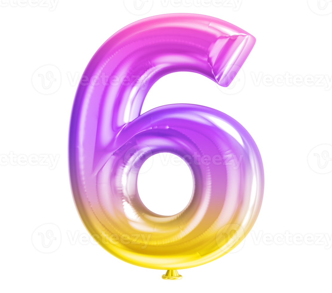 Balloon Number 3D Render transparency png