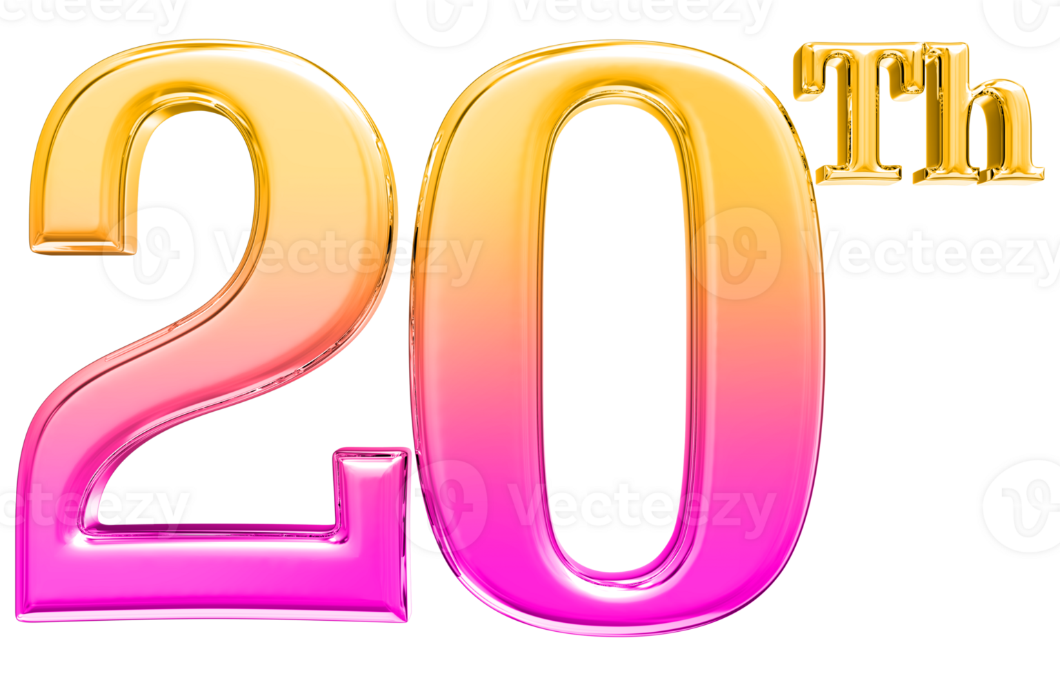 Happy Anniversary Number 3d render transparency png