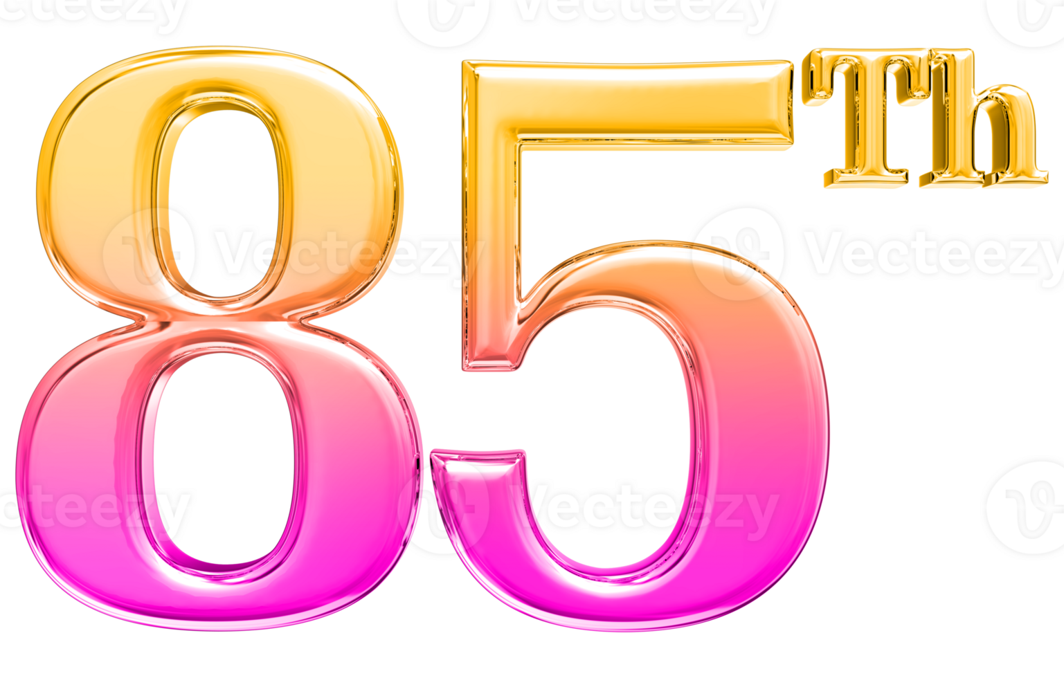 Happy Anniversary Number 3d render transparency png