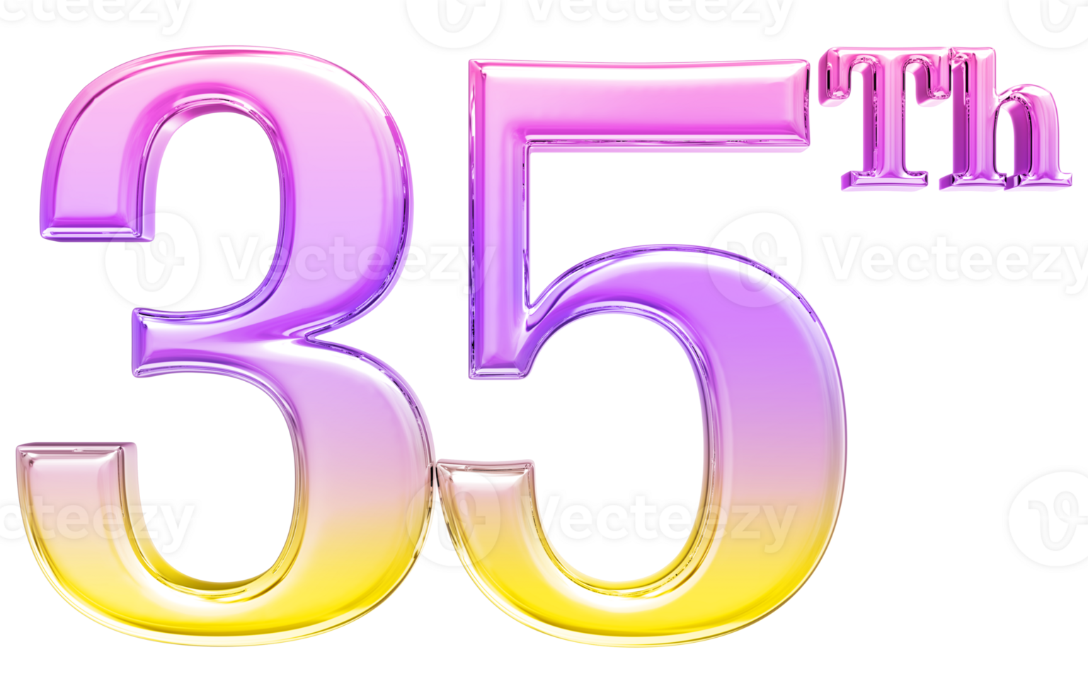 Happy Anniversary Number 3d render transparency png