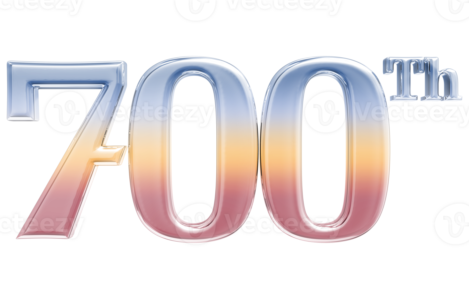 Happy Anniversary Number 3d render transparency png