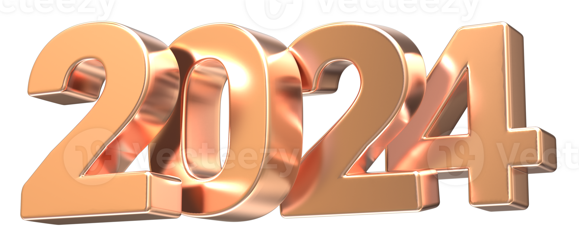 New Year Number 2024 Gold 3D png