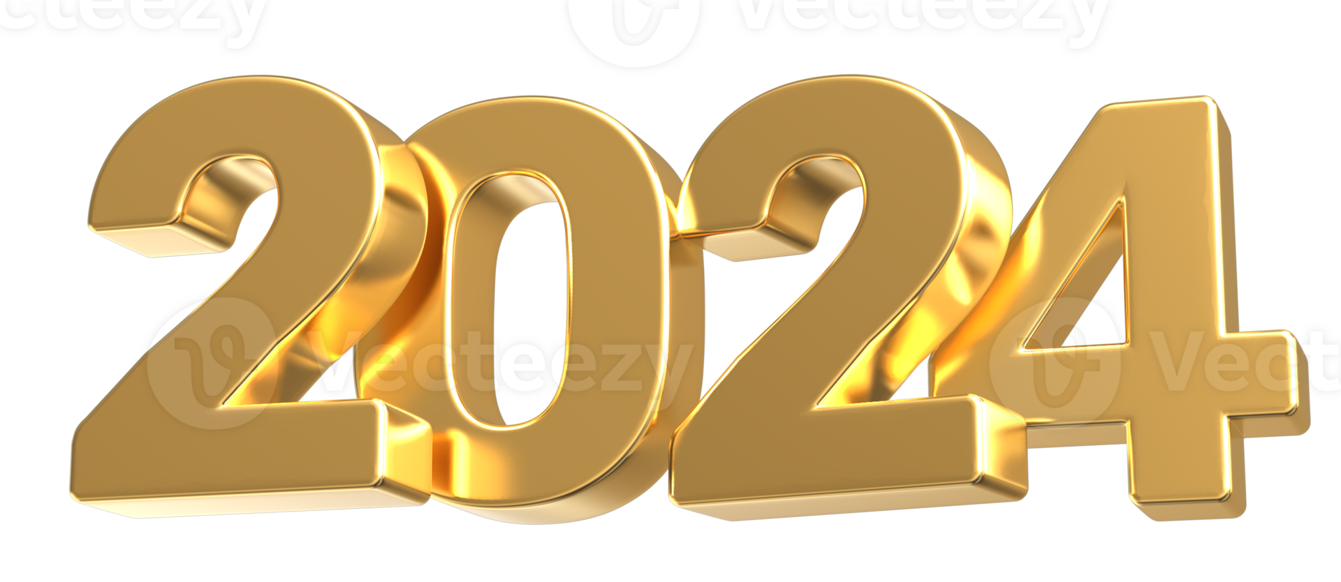 Neu Jahr Nummer 2024 Gold 3d png