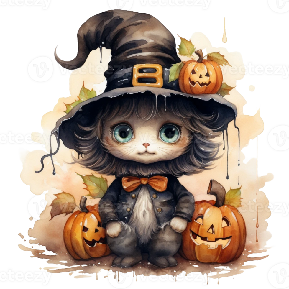 watercolour Halloween ghost Pumpkin png