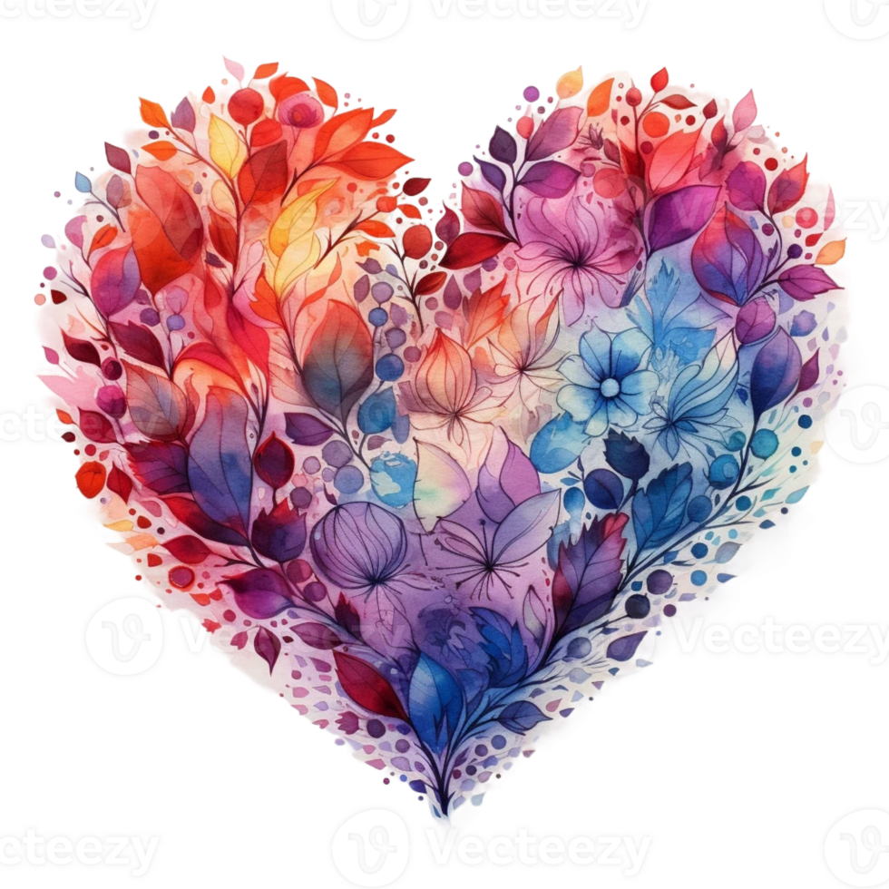 Watercolour Cut heart on autumn and the country png
