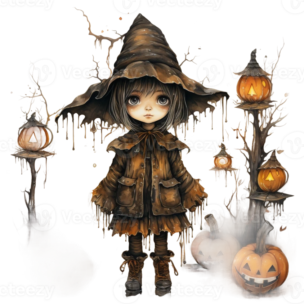 watercolour Halloween ghost Pumpkin png