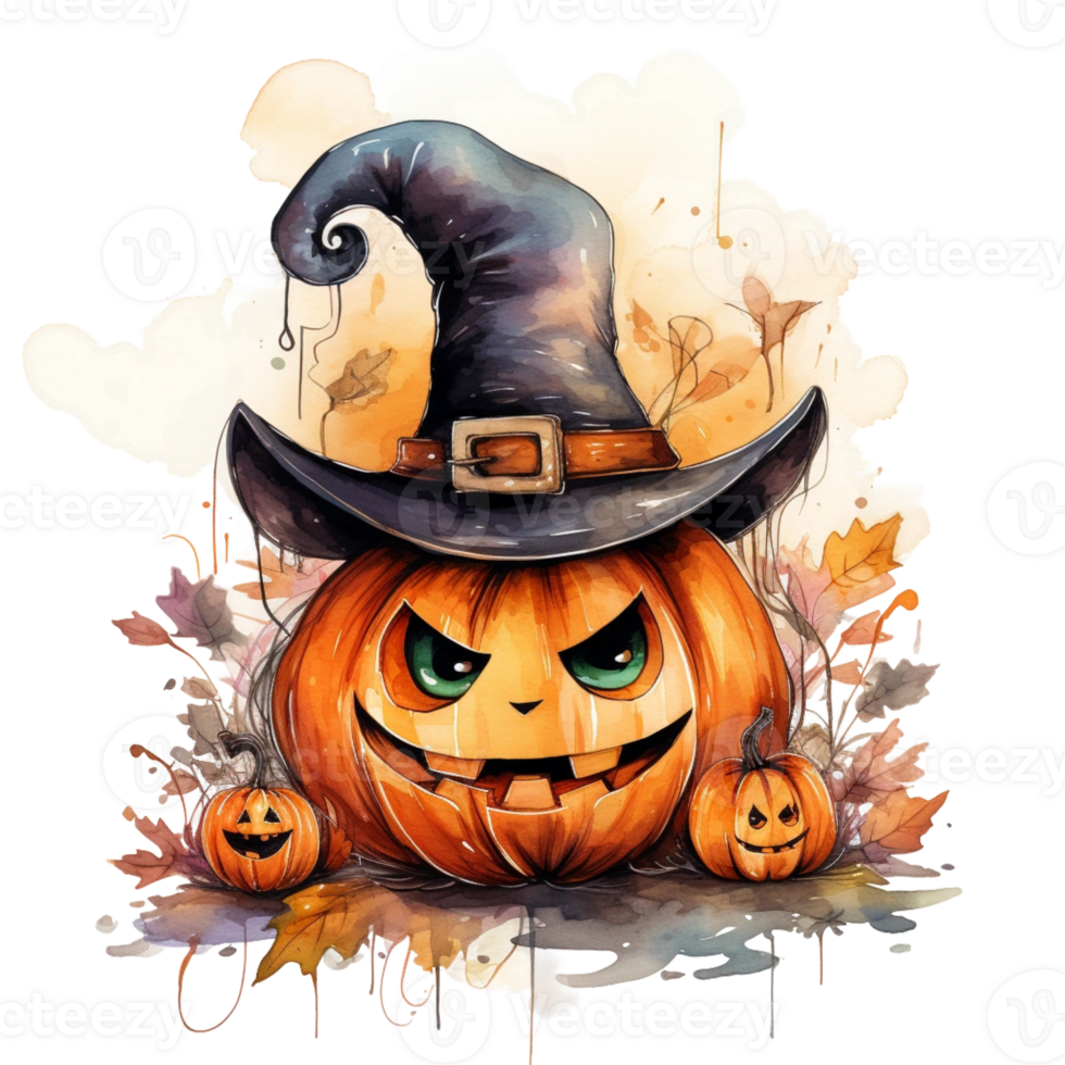 watercolor cut Halloween Pumpkin png