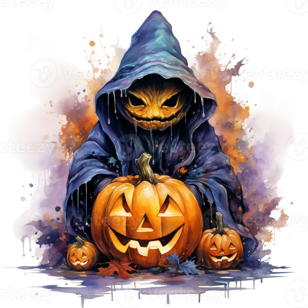 watercolour Halloween ghost Pumpkin png