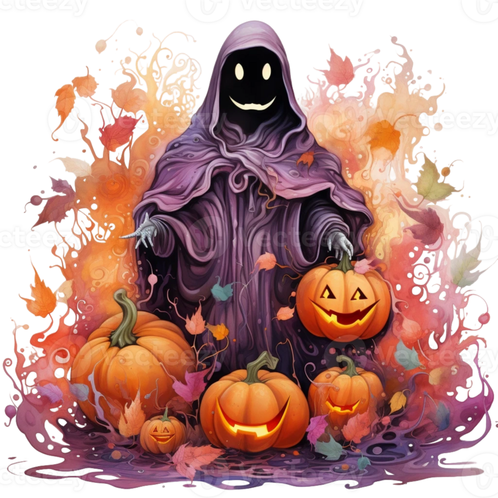 waterverf halloween geest pompoen png