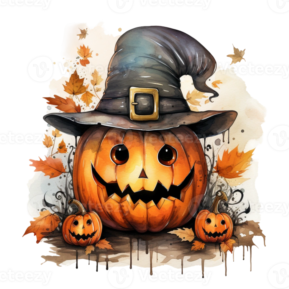 vattenfärg skära halloween pumpa png