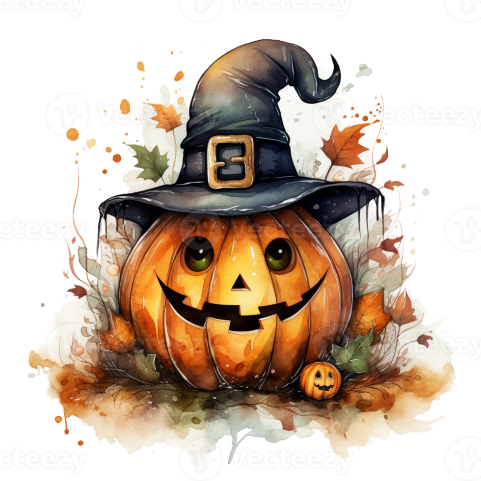 watercolor cut Halloween Pumpkin png