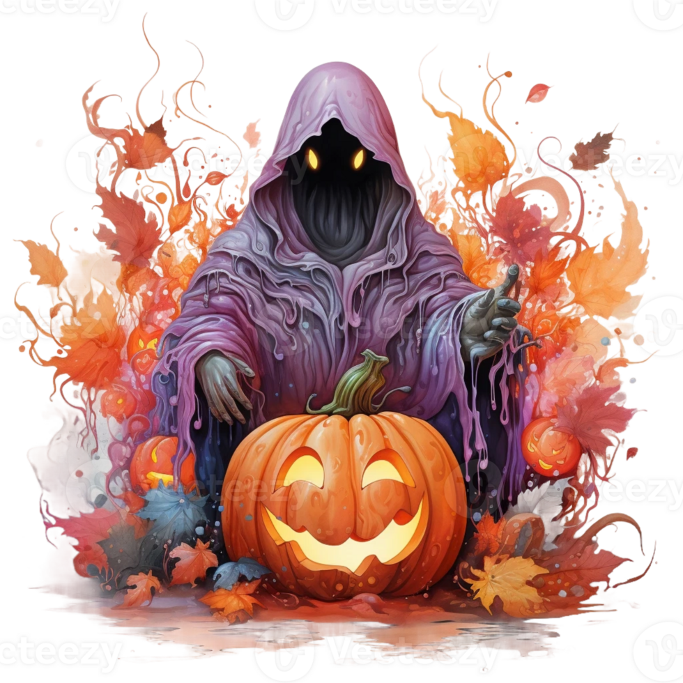 watercolour Halloween ghost Pumpkin png