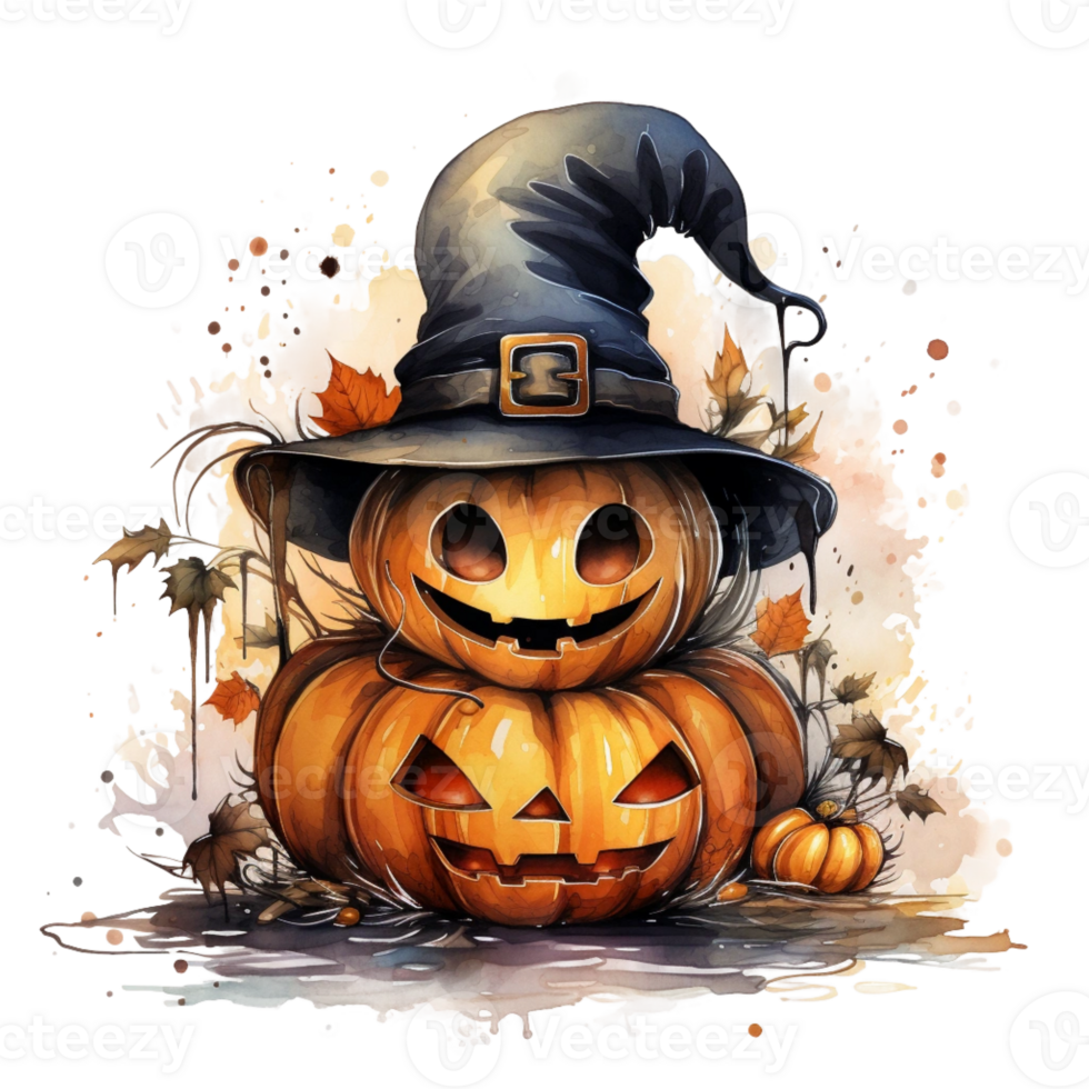 watercolor cut Halloween Pumpkin png