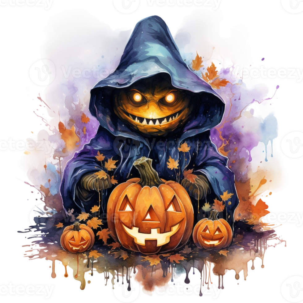 watercolour Halloween ghost Pumpkin png