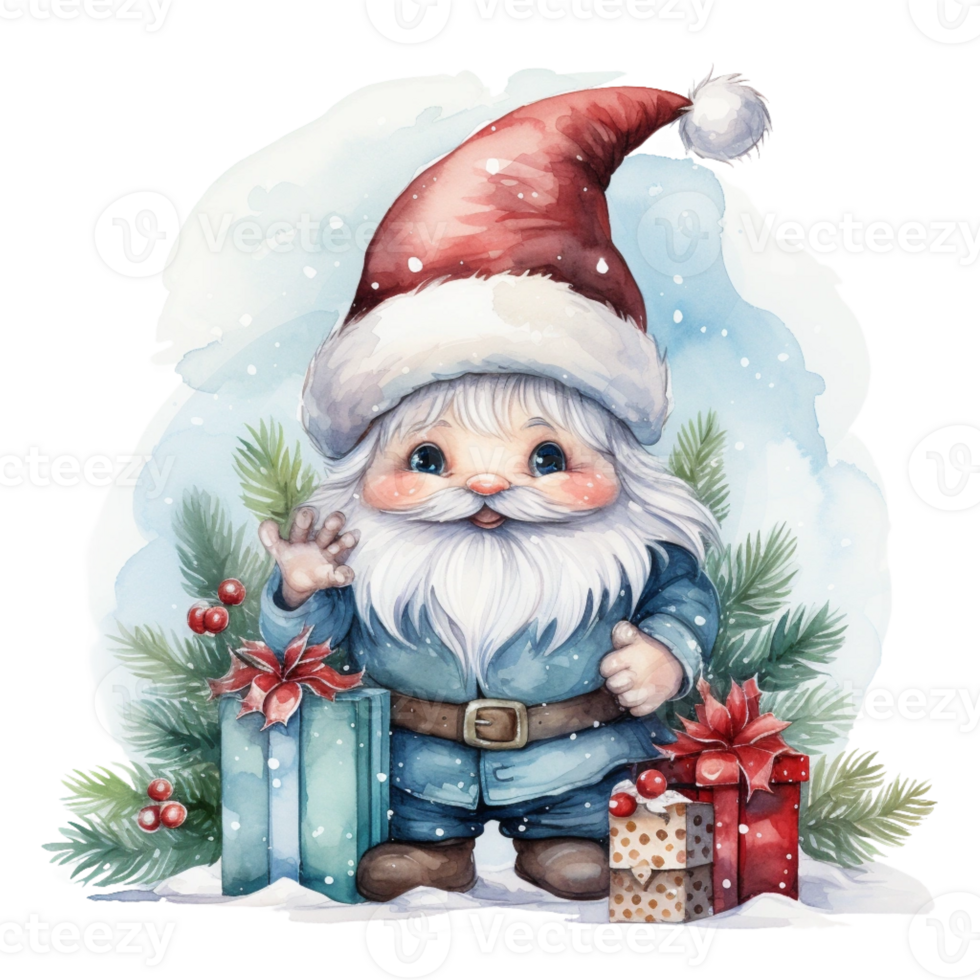 Watercolor happy Gnome Christmas time 27257549 PNG