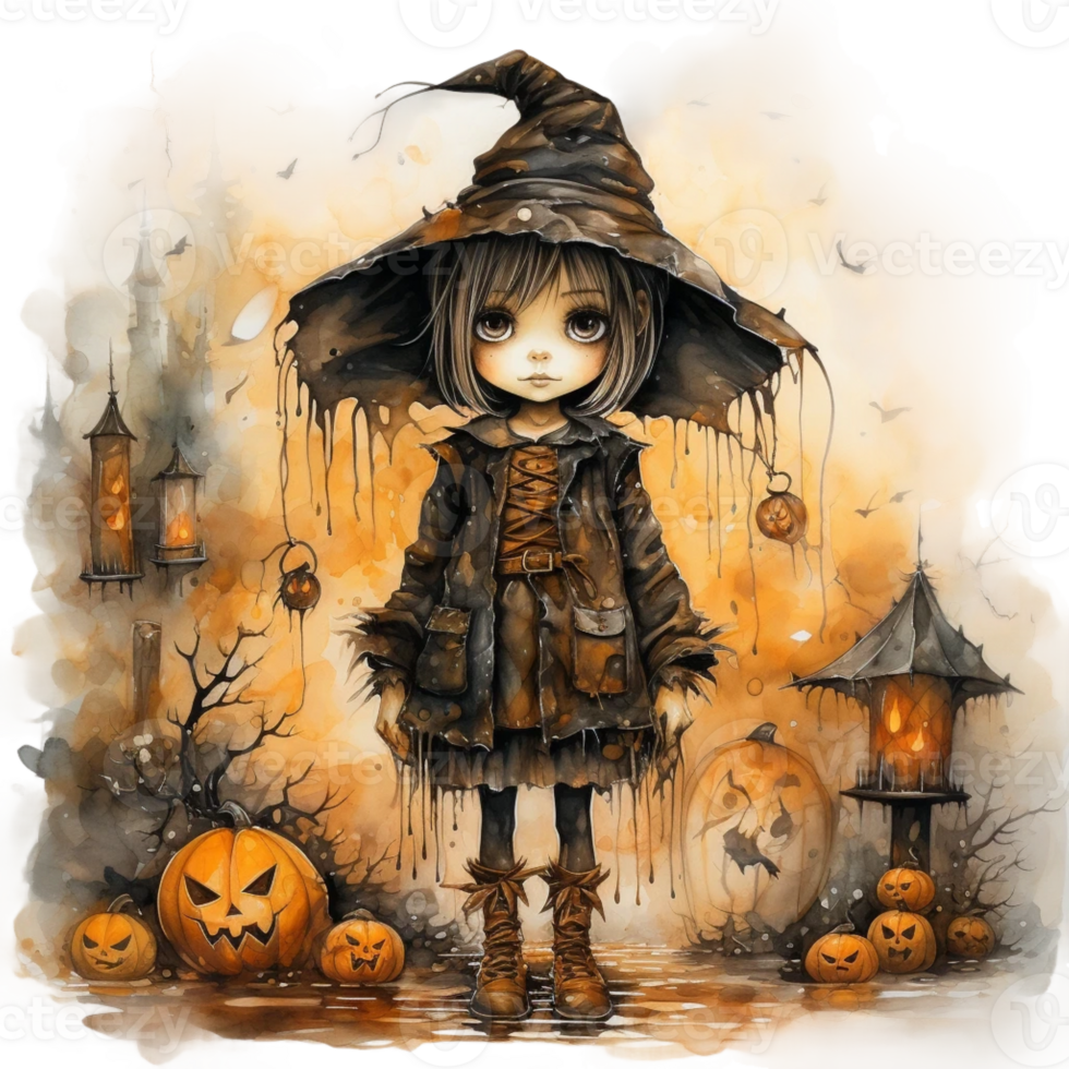 watercolour Halloween ghost Pumpkin png